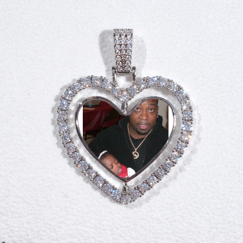 3D Spinning 2-Faced Heart Custom Picture Pendant
