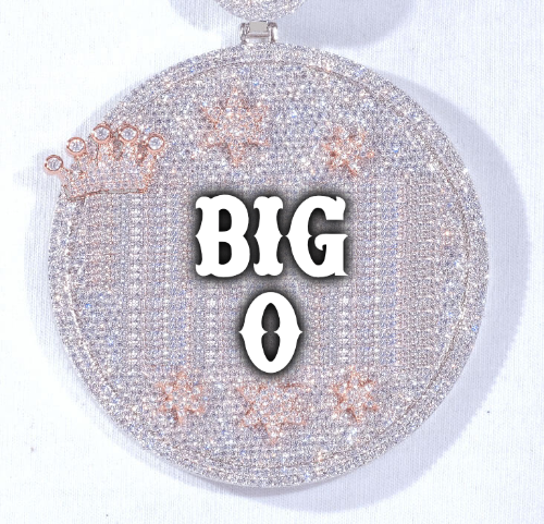 CUSTOM LETTER NECKLACE 3D BIG CROWN DISC