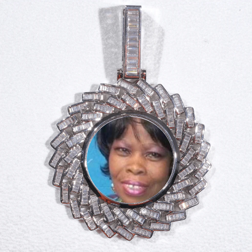 Large 3D Baguette Custom Picture Pendant