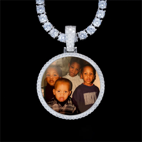 925S & VVS Moissanite 3D Circle Custom Picture Pendant