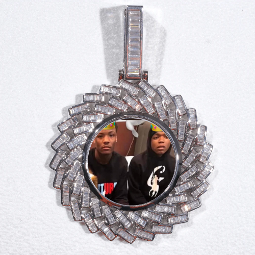 Large 3D Baguette Custom Picture Pendant