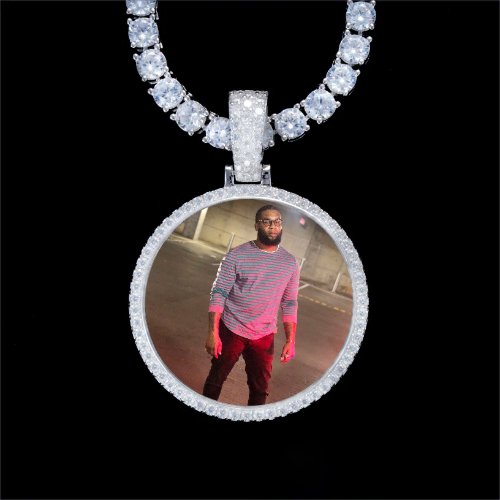 925S & VVS Moissanite 3D Circle Custom Picture Pendant