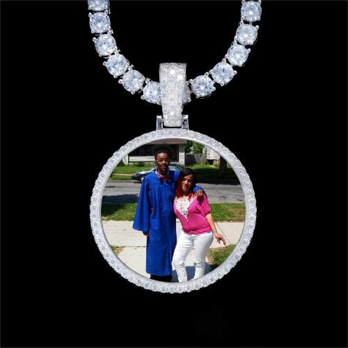 925S & VVS Moissanite 3D Circle Custom Picture Pendant