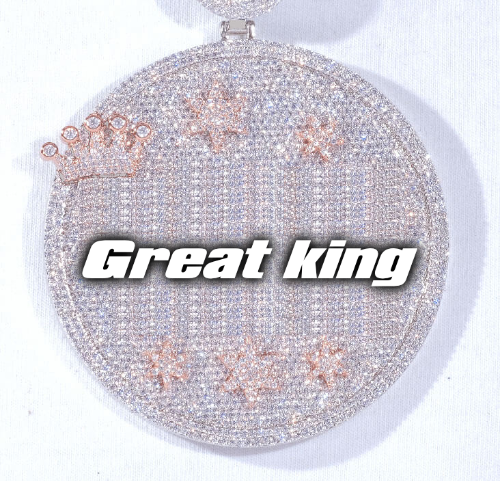 CUSTOM LETTER NECKLACE 3D BIG CROWN DISC