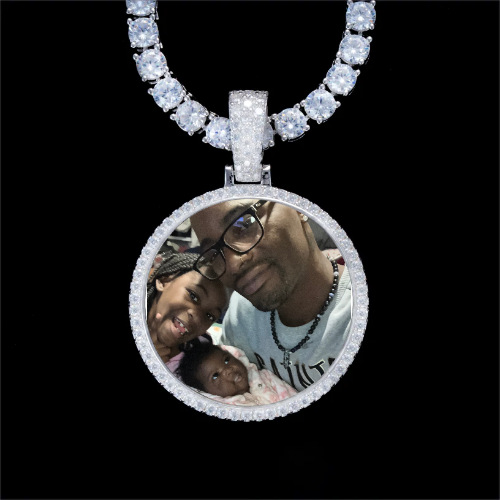 925S & VVS Moissanite 3D Circle Custom Picture Pendant