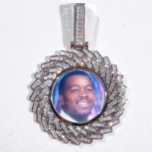 Large 3D Baguette Custom Picture Pendant