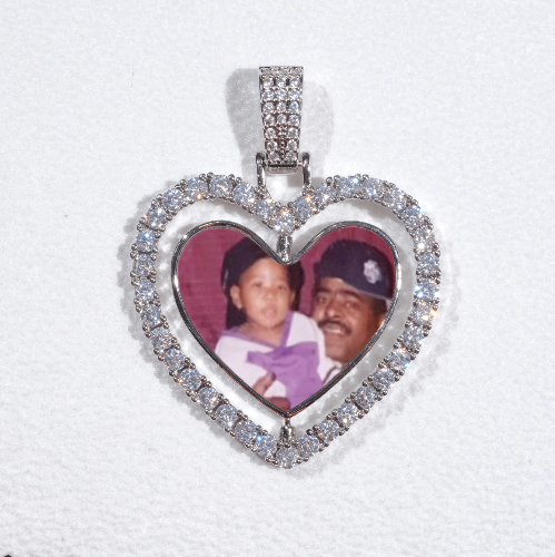 3D Spinning 2-Faced Heart Custom Picture Pendant