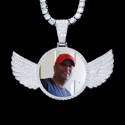 925S & VVS Moissanite 3D Wing Custom Picture Pendant
