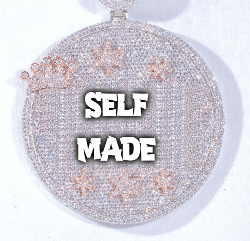 CUSTOM LETTER NECKLACE 3D BIG CROWN DISC