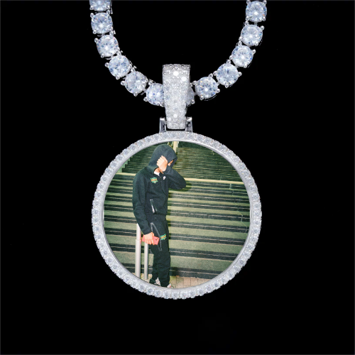 925S & VVS Moissanite 3D Circle Custom Picture Pendant