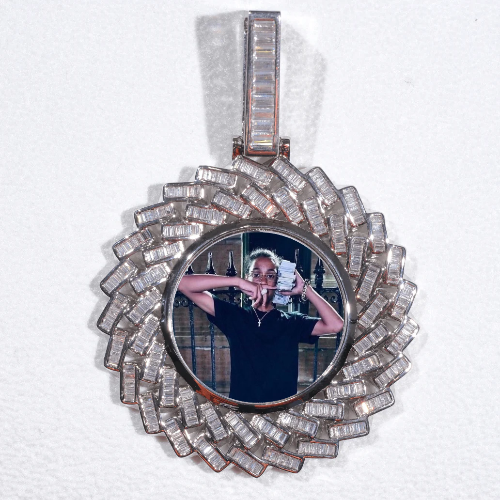Large 3D Baguette Custom Picture Pendant