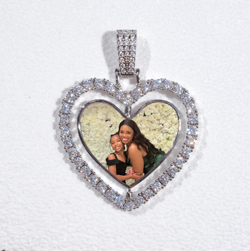 3D Spinning 2-Faced Heart Custom Picture Pendant