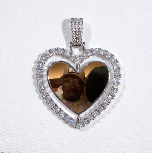3D Spinning 2-Faced Heart Custom Picture Pendant