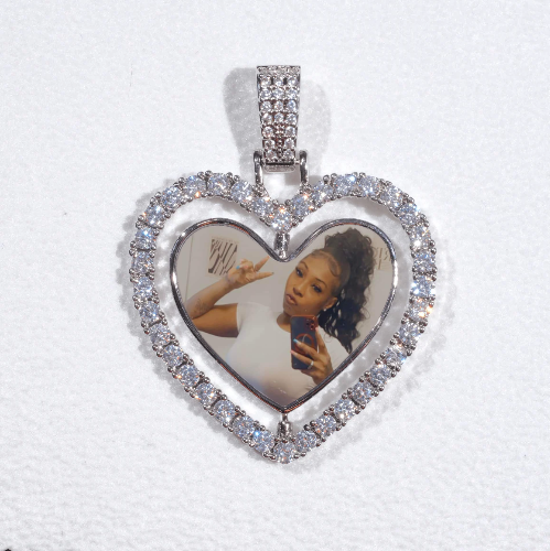 3D Spinning 2-Faced Heart Custom Picture Pendant