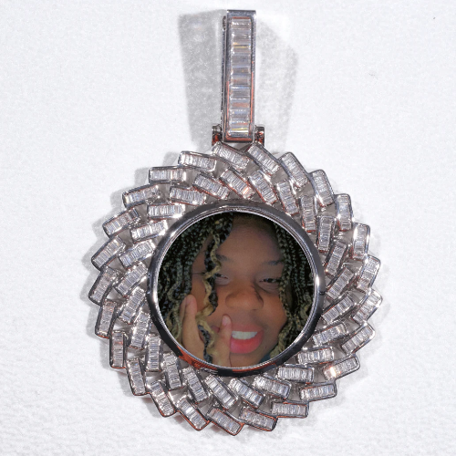 Large 3D Baguette Custom Picture Pendant