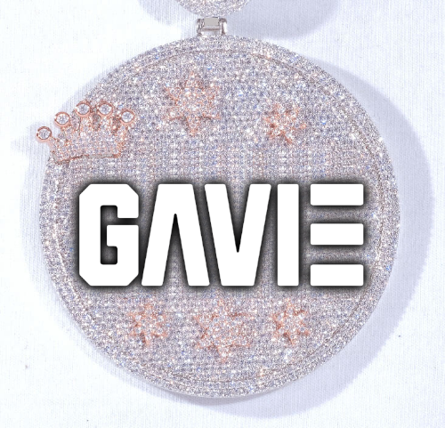 CUSTOM LETTER NECKLACE 3D BIG CROWN DISC