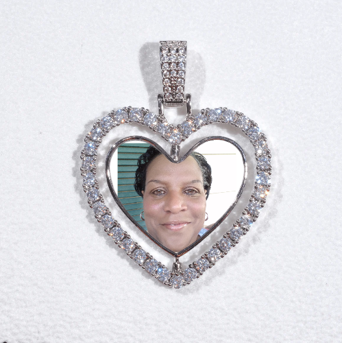 3D Spinning 2-Faced Heart Custom Picture Pendant