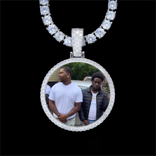 925S & VVS Moissanite 3D Circle Custom Picture Pendant