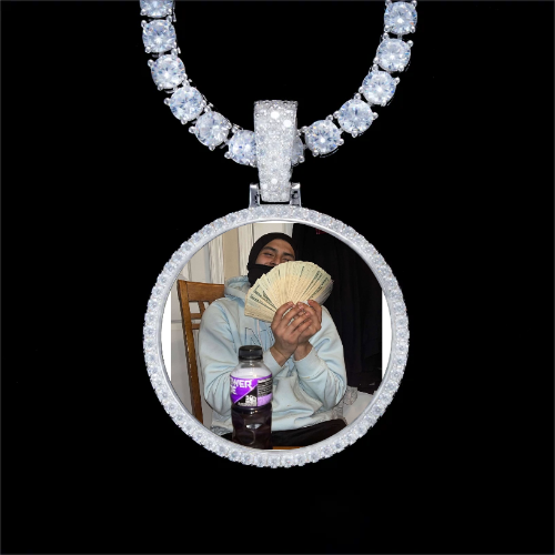 925S & VVS Moissanite 3D Circle Custom Picture Pendant