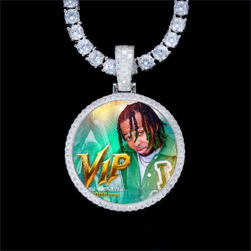 925S & VVS Moissanite 3D Circle Custom Picture Pendant
