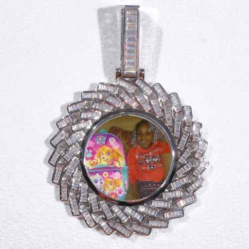 Large 3D Baguette Custom Picture Pendant