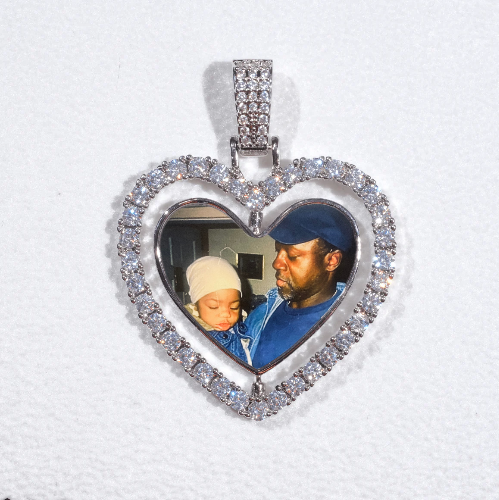 3D Spinning 2-Faced Heart Custom Picture Pendant