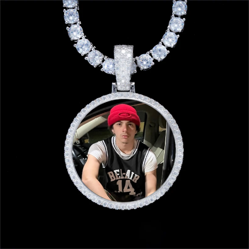 925S & VVS Moissanite 3D Circle Custom Picture Pendant