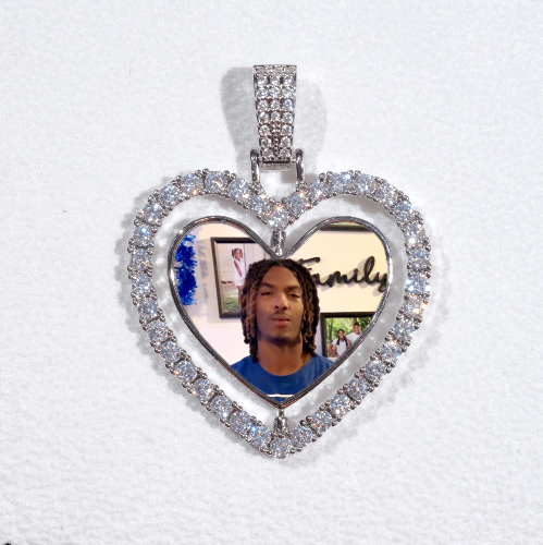 3D Spinning 2-Faced Heart Custom Picture Pendant