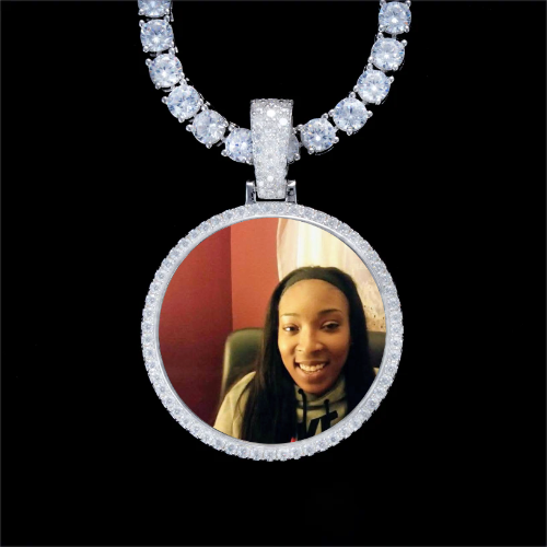 925S & VVS Moissanite 3D Circle Custom Picture Pendant