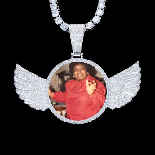 925S & VVS Moissanite 3D Wing Custom Picture Pendant