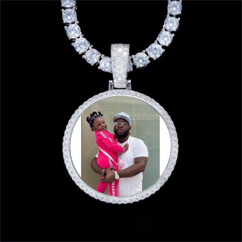 925S & VVS Moissanite 3D Circle Custom Picture Pendant