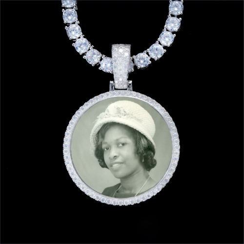 925S & VVS Moissanite 3D Circle Custom Picture Pendant