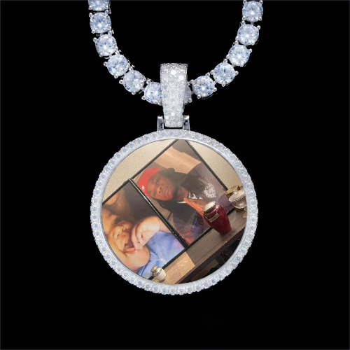 925S & VVS Moissanite 3D Circle Custom Picture Pendant