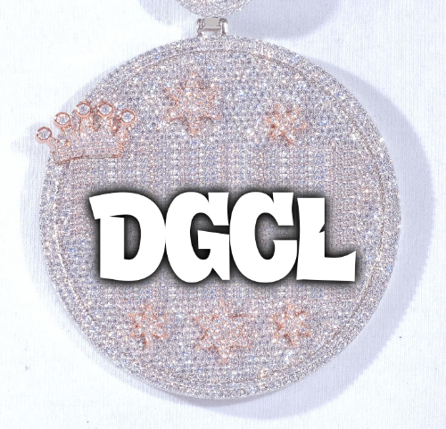 CUSTOM LETTER NECKLACE 3D BIG CROWN DISC