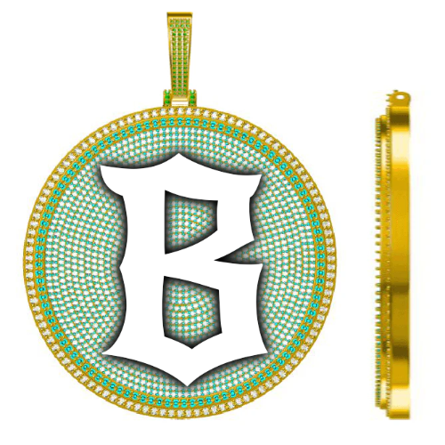 CUSTOM LETTER NECKLACE 3D BIG DISC
