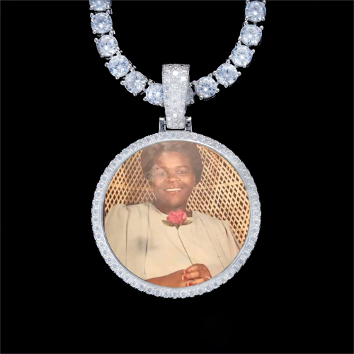 925S & VVS Moissanite 3D Circle Custom Picture Pendant