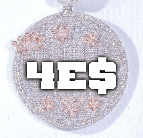 CUSTOM LETTER NECKLACE 3D BIG CROWN DISC