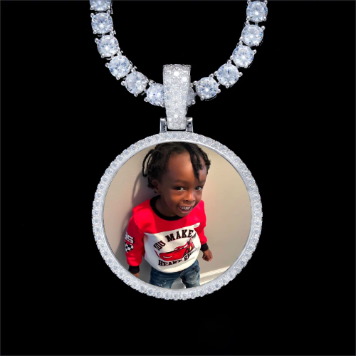 925S & VVS Moissanite 3D Circle Custom Picture Pendant