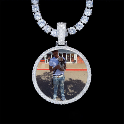 925S & VVS Moissanite 3D Circle Custom Picture Pendant