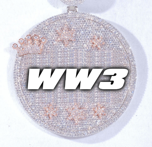CUSTOM LETTER NECKLACE 3D BIG CROWN DISC