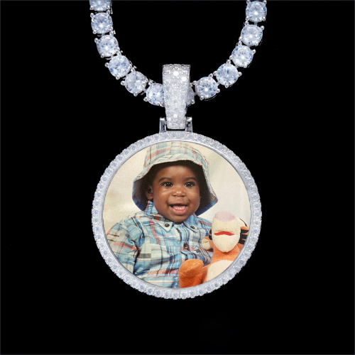 925S & VVS Moissanite 3D Circle Custom Picture Pendant