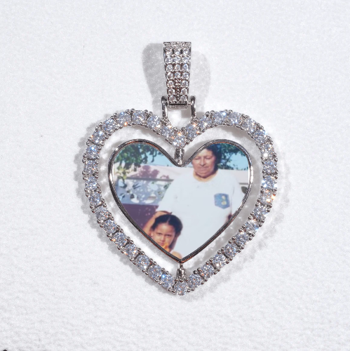 3D Spinning 2-Faced Heart Custom Picture Pendant