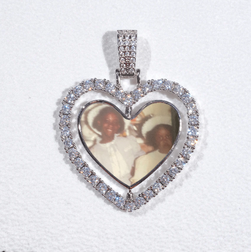 3D Spinning 2-Faced Heart Custom Picture Pendant