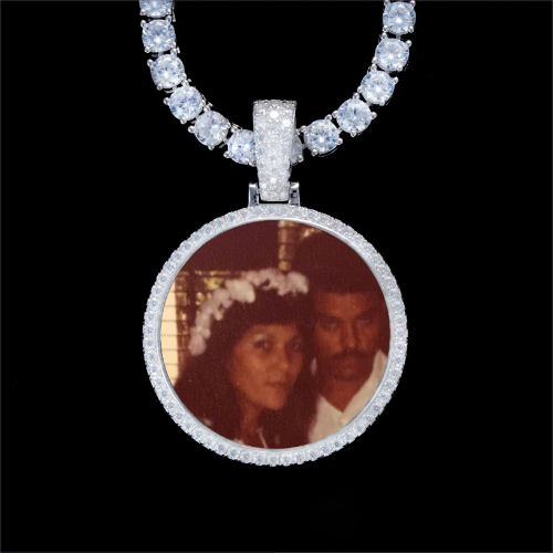 925S & VVS Moissanite 3D Circle Custom Picture Pendant