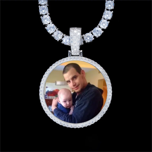 925S & VVS Moissanite 3D Circle Custom Picture Pendant