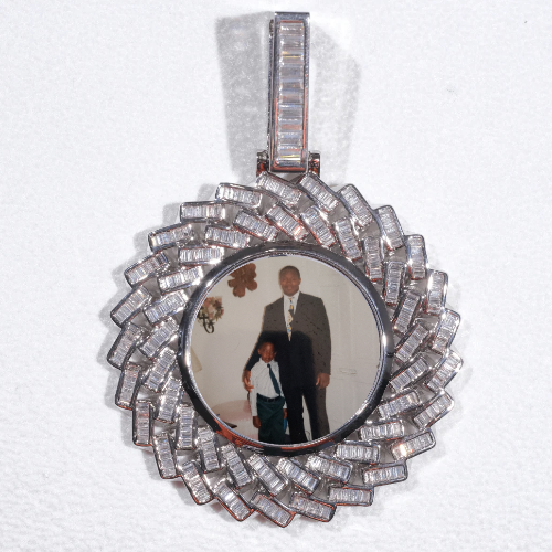 Large 3D Baguette Custom Picture Pendant