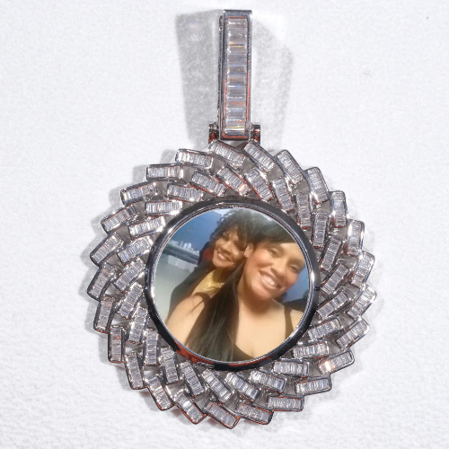 Large 3D Baguette Custom Picture Pendant