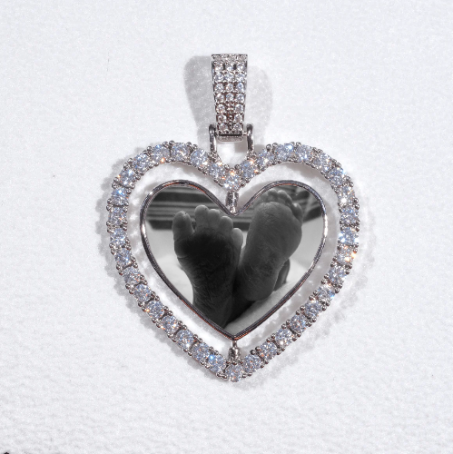 3D Spinning 2-Faced Heart Custom Picture Pendant