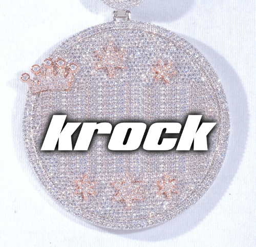CUSTOM LETTER NECKLACE 3D BIG CROWN DISC