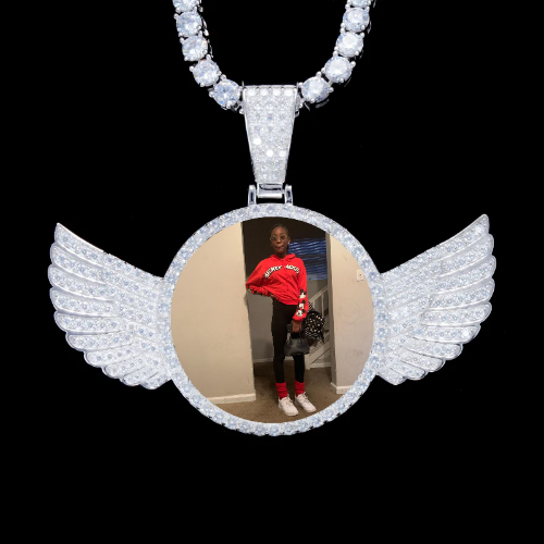 925S & VVS Moissanite 3D Wing Custom Picture Pendant